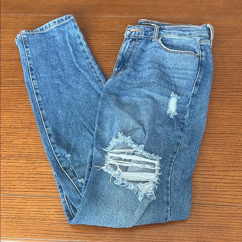 Fashion Nova Blue Distressed Women's Jeans